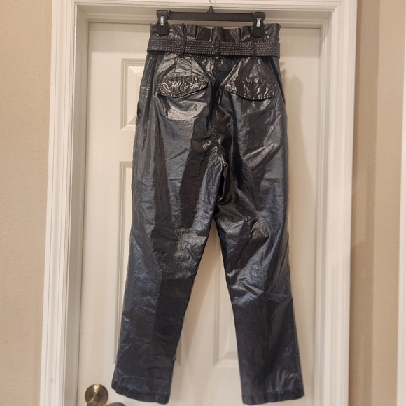 Free People Wonder Woman Faux Leather Belted Paperbag Pants NWOT SIZE 8 - Picture 4 of 7